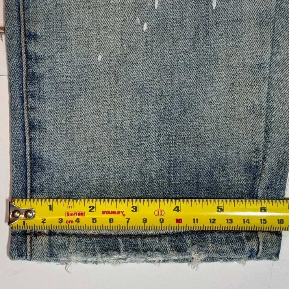 THRT Distressed Splatter Jeans Men 40x32 Lt Wash Ripped Distressed Grunge Street - Picture 16 of 16